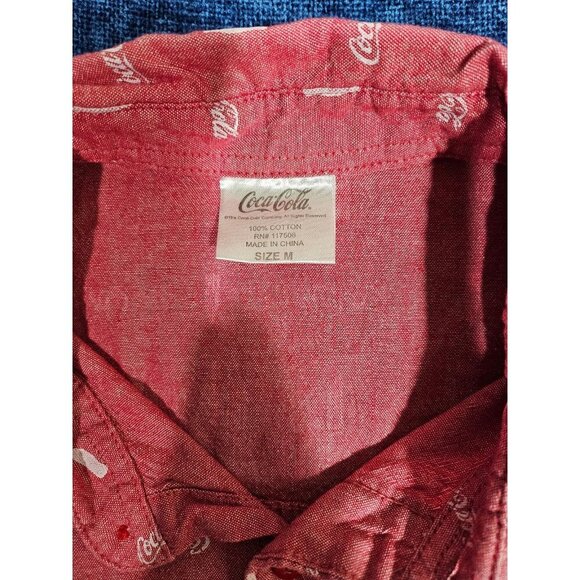 Coca Cola Men Short Sleeve Button Up Shirt Medium - Picture 4 of 5
